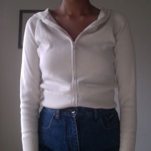 ❤SALE❤ Cropped White Zip-Up Hoodie